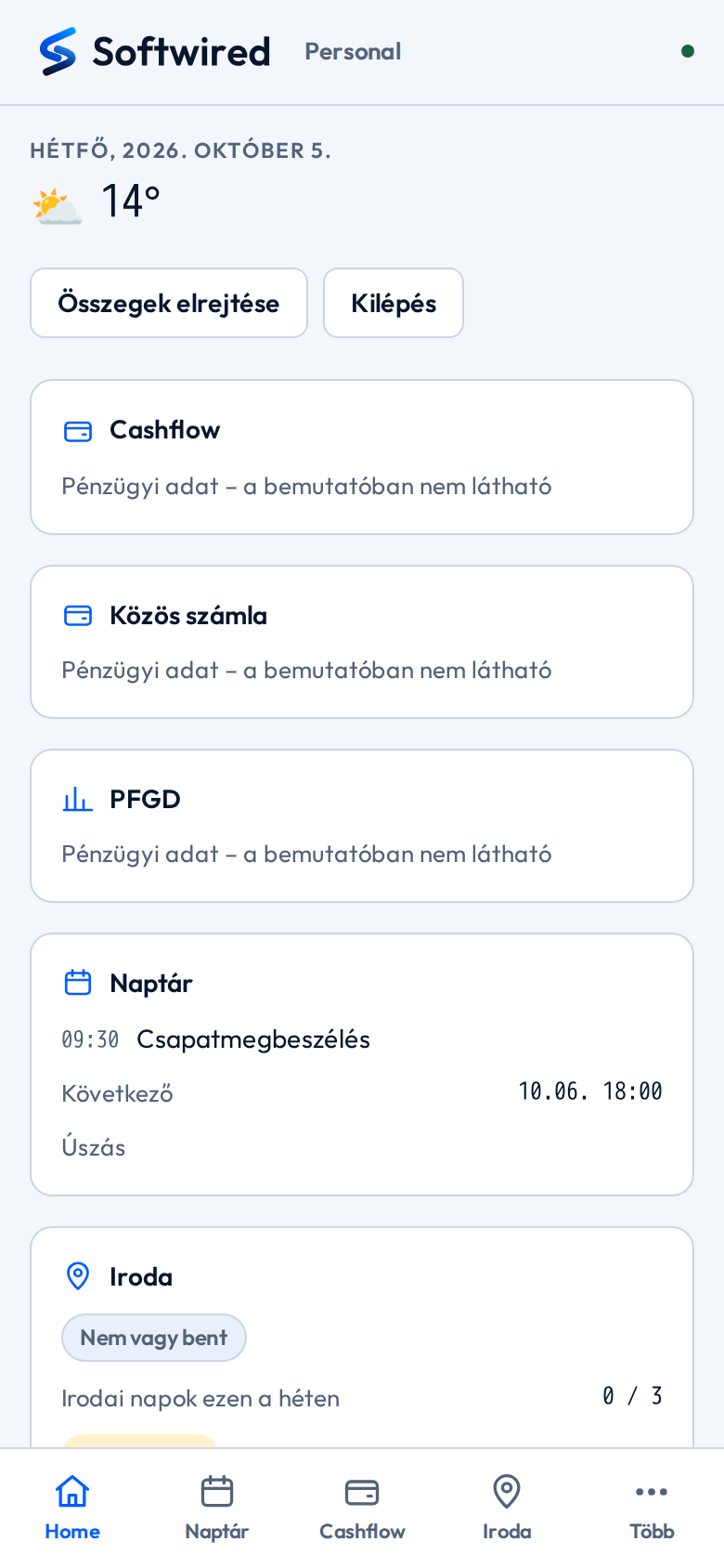 Home – minden egy pillantásra – Mobil nézet